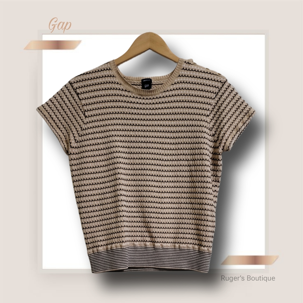 GAP Beige and Black Striped Blouse